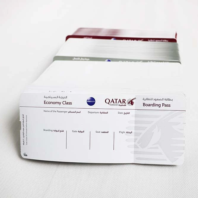 New customized Thermal Boarding pass thermal boarding pass thermal blank boarding pass paper thermal flight tickets