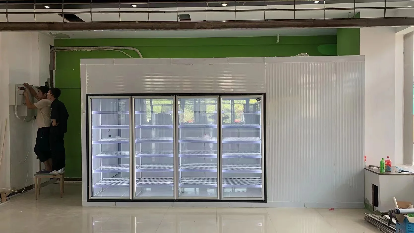 Hot Sale Display Cold Room Commercial Walk In Cooler With Glass Door