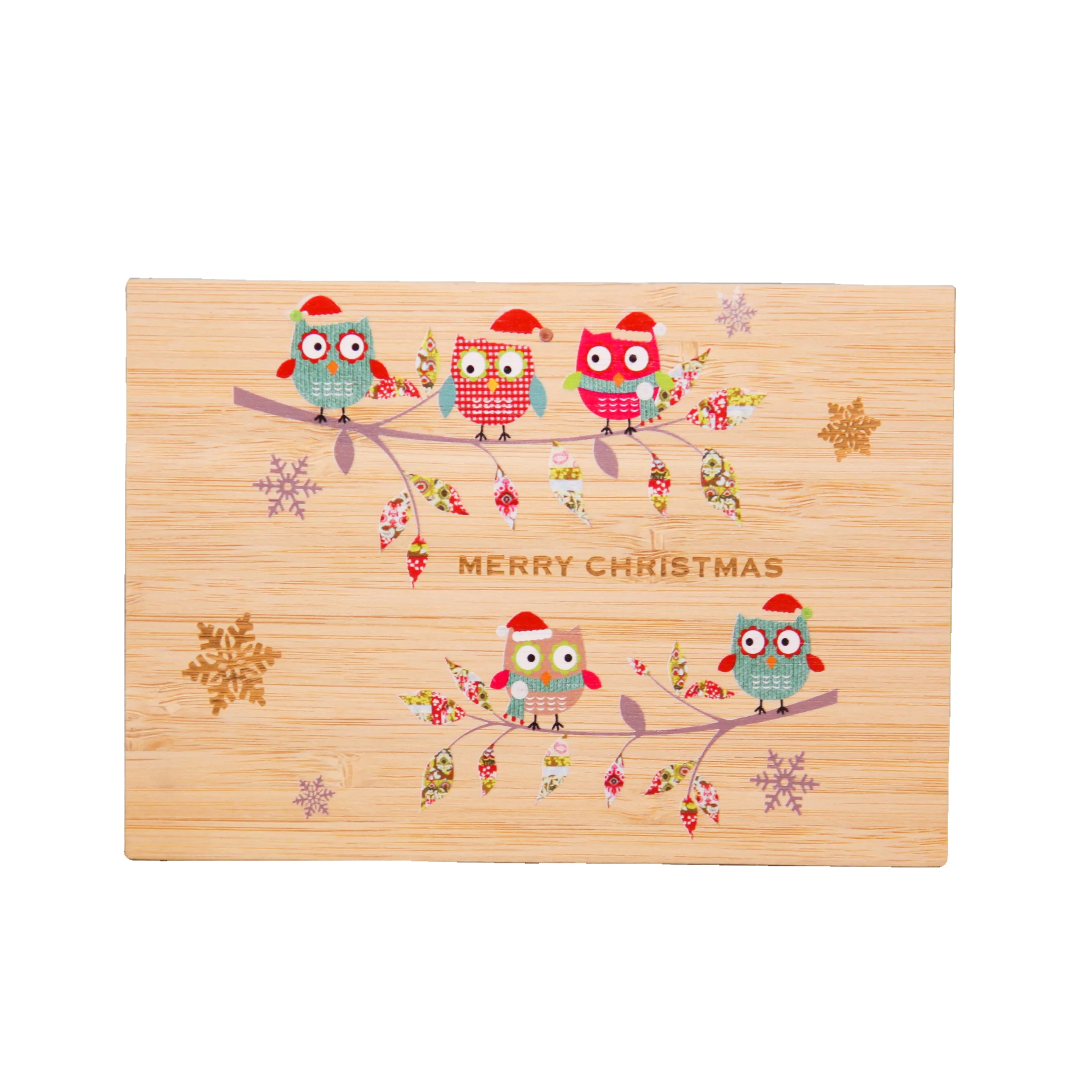 Christmas Greeting Card Bamboo Wood Postcard