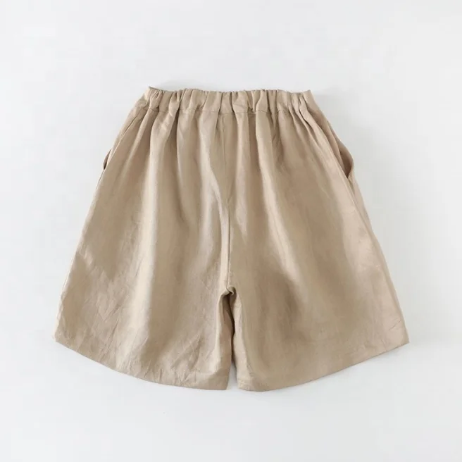 Original Custom Summer Women Loose linen Shorts Flax Shorts With Pockets Elastic Waist