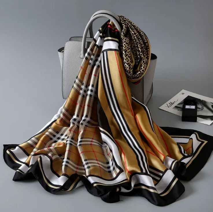 Wholesale 2023 Women Fashion Large Shawls Printed Pattern Lightweight Scarf Satin Silk Scarves 180*90