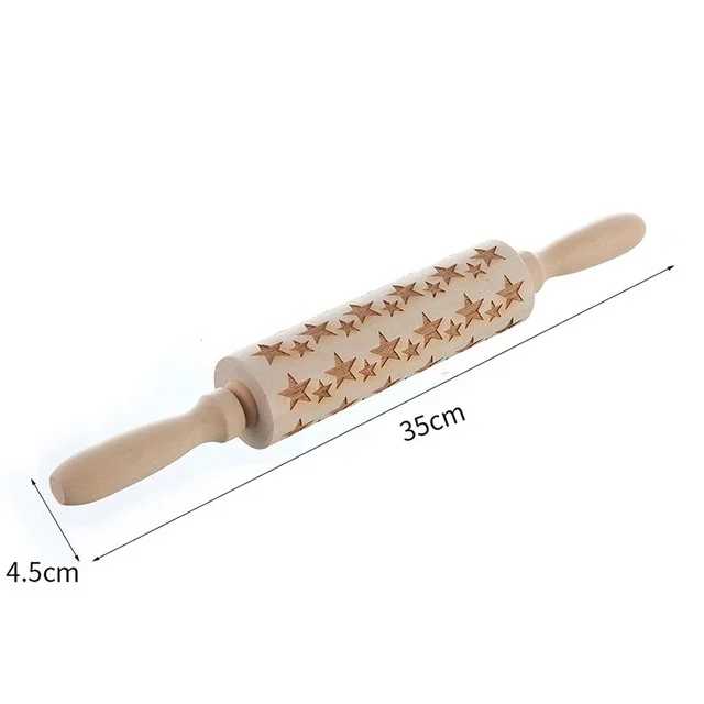 custom pattern non-stick cake bamboo wooden fondant decorative textured embossing rolling pin