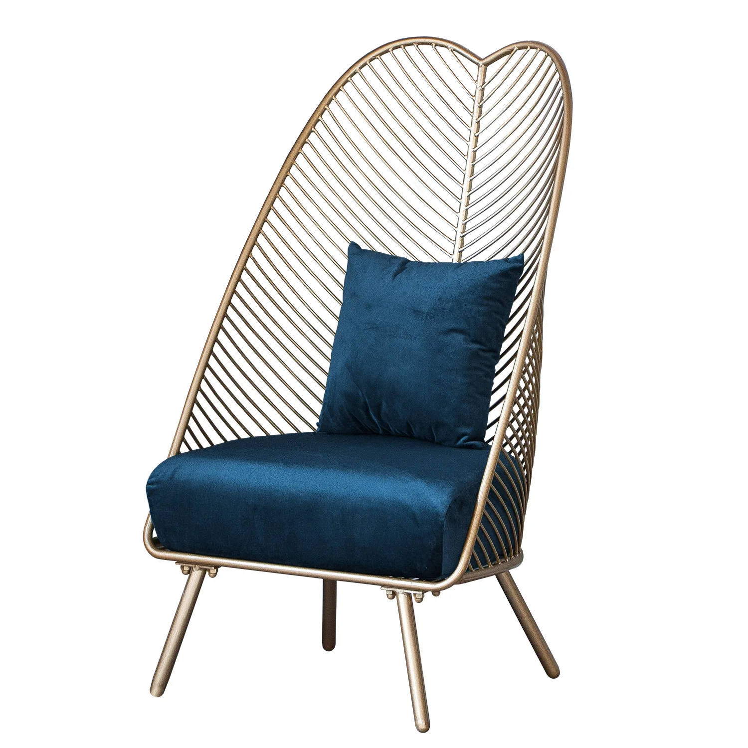Wholesale Nordic Leaf Lazy Leisure Chair Modern Simple Luxury Bedroom Living Room Chair Metal Single Seat Wire Accent Chair