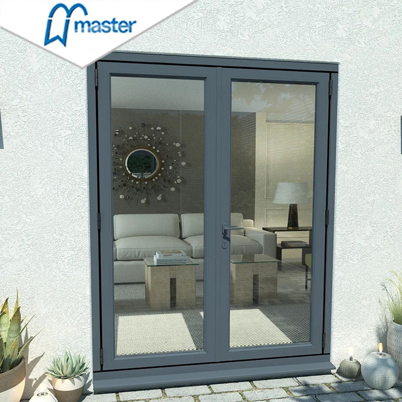 Factory Direct Sale High Quality Aluminum Exterior Double Glazed Glass Casement Entry Door Swing French Door