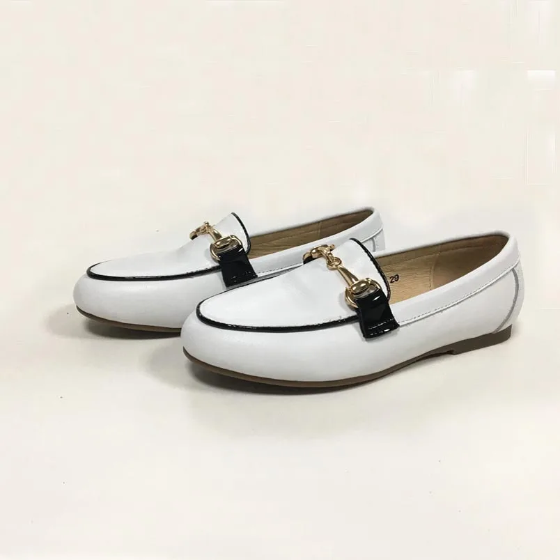 Wholesale Kids Boys  Children Shoes  2022  Children Casual Shoes All Season Kids Cow Leather Chain Kids Loafers