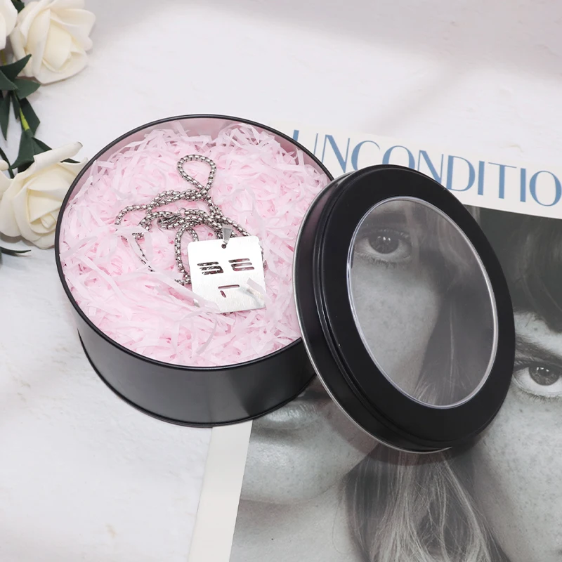 Custom Food Grade Airtight Small Tea Coffee Container Metal Round Tin Box/Can With Clear Window