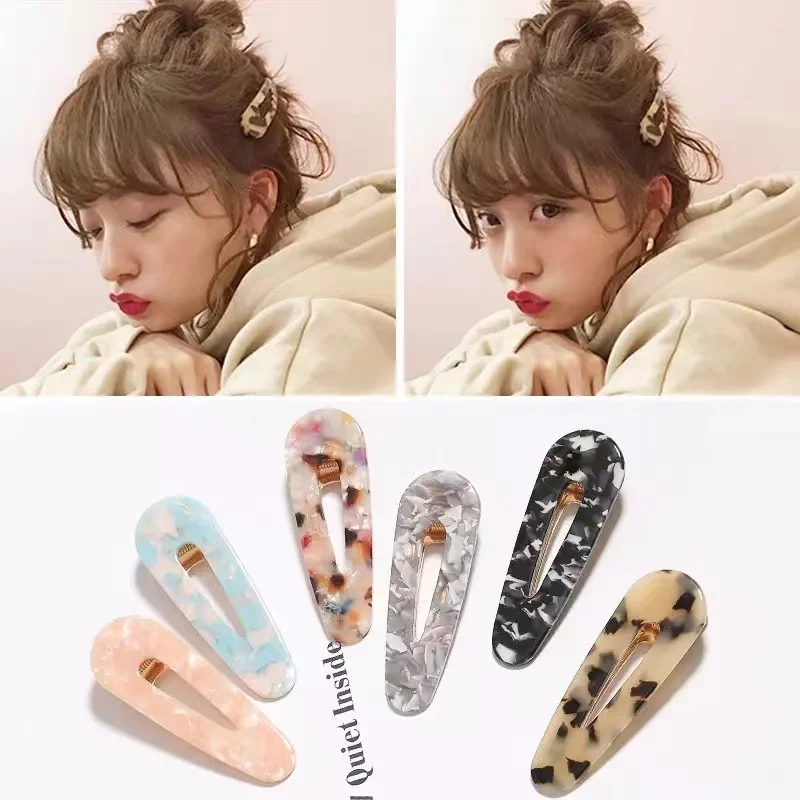 PDANY Acetate Leopard Hot Acetic Acid Hair Clip Custom Logo Support Water Drop Square Bangs Hairgrips Cute Gir Duck Mouth Clip