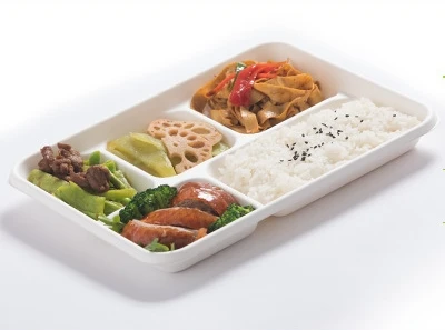 Bagasse Pulp Bamboo Pulp Disposable Tableware Six Tray Environmentally Friendly Degradable and compostable plates