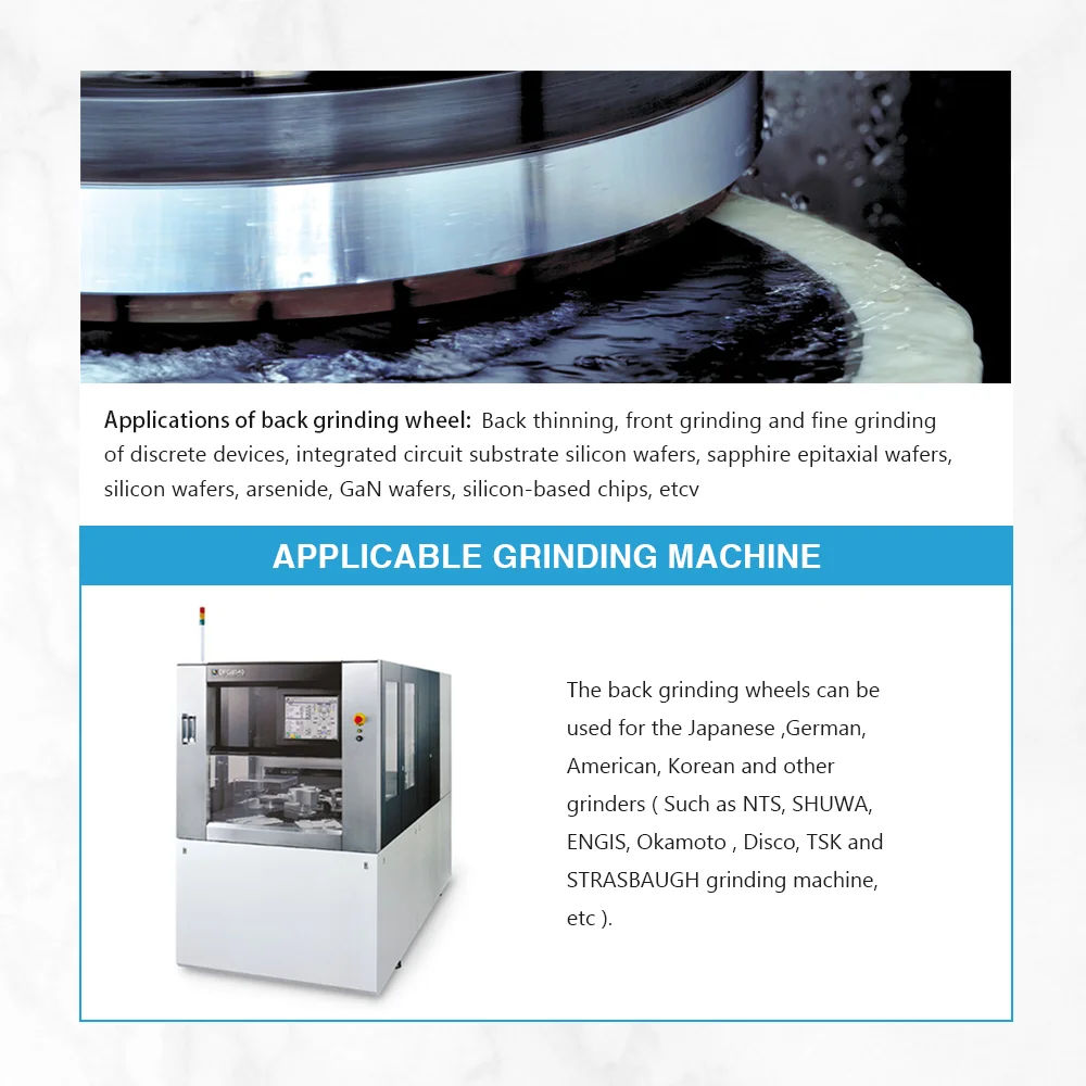 ruizuan customized Semiconductor Thinner Grinding Wheel Silicon Wafer Back Grinding Wheels diamond cup grinding wheel