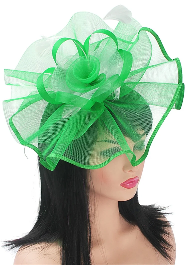 Fashion Green Big Base Flower Fascinators Headband Aliceband Hat Weddings Ladies Festival Headband