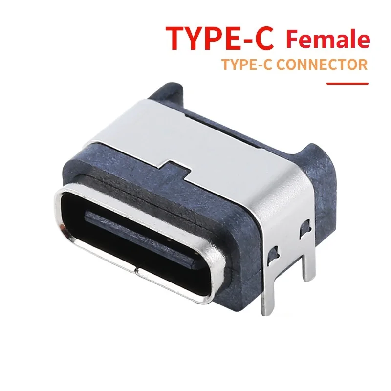 6pin Single Row Waterproof IP68 3A 5A SMT Type-C 3.1 Charging Plug Socket Female USB C Connector