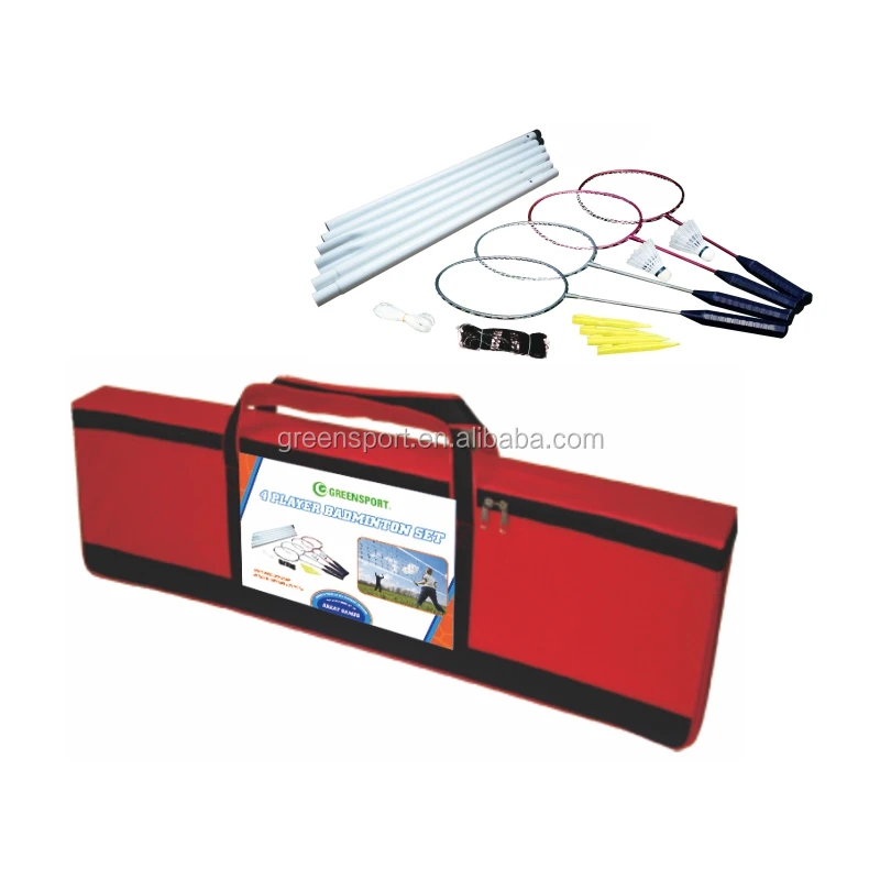 Portable METAL badminton set includes badminton racket wholesale badminton nets with poles