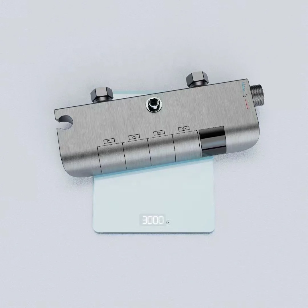 Automatic Luxury Bathroom System Digital Display Piano Key Brass Shower Faucet Constant Temperature Mixer Shower Set