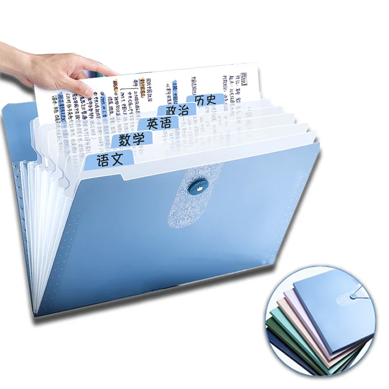 8 grid organ bag folder student test paper clamped classification storage a4 folder multi-layer storage bag system