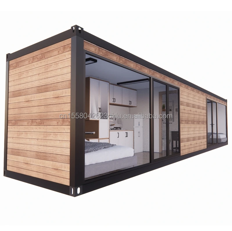 EU 40ft double bedroom container  glass door prefabricated living room container room