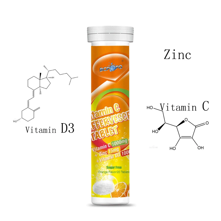 
New Arrival healthcare supplement vitamin c 1000mg with zinc 15mg + vitamin d3 effervescent tablet 