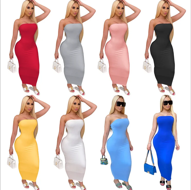 
Bunny-M2838 2020 Spring/Summer New sexy dress Hot style tight strapless stretch pencil skirt sun dresses for women dresses 