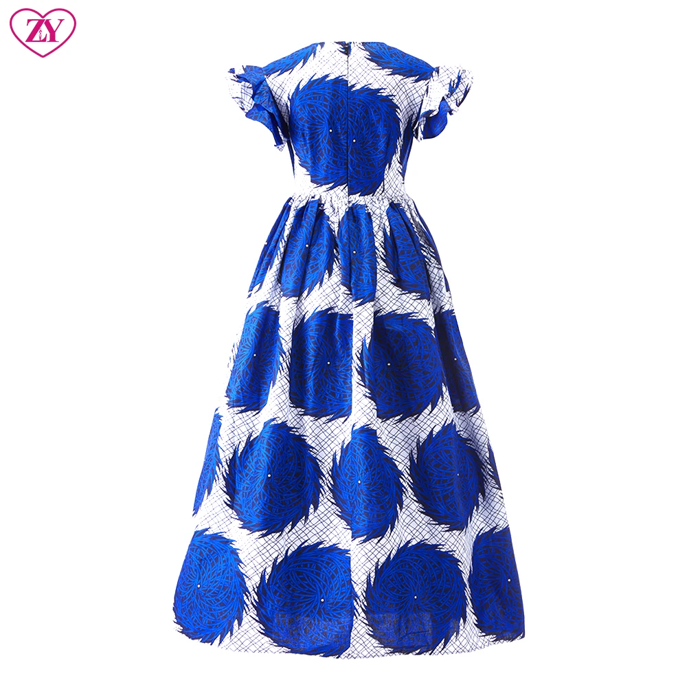 Ladies Summer Shirt  Loose African Fabric Wax Print Shirt Floor-length Dresses Women Casual