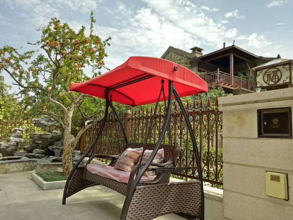 Высококачественное двухместное уличное кресло-качели из ротанга для сада