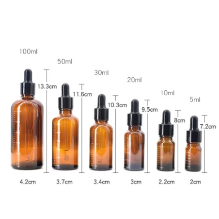 Dropper Bottles with Scale 5ml-100ml Reagent Eye Drop Amber Glass Aromatherapy Liquid Pipette Bottle Refillable Bottles Travel