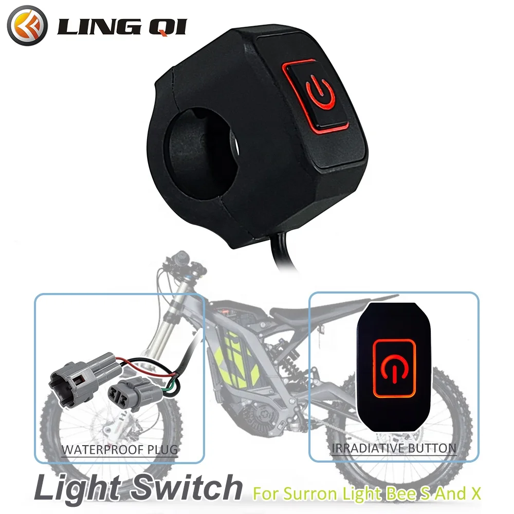 Водонепроницаемый выключатель света IP65 подходит для Surron Light Bee S X. Светодиодный на руль кнопка включения/выключения электровелосипеда Sur