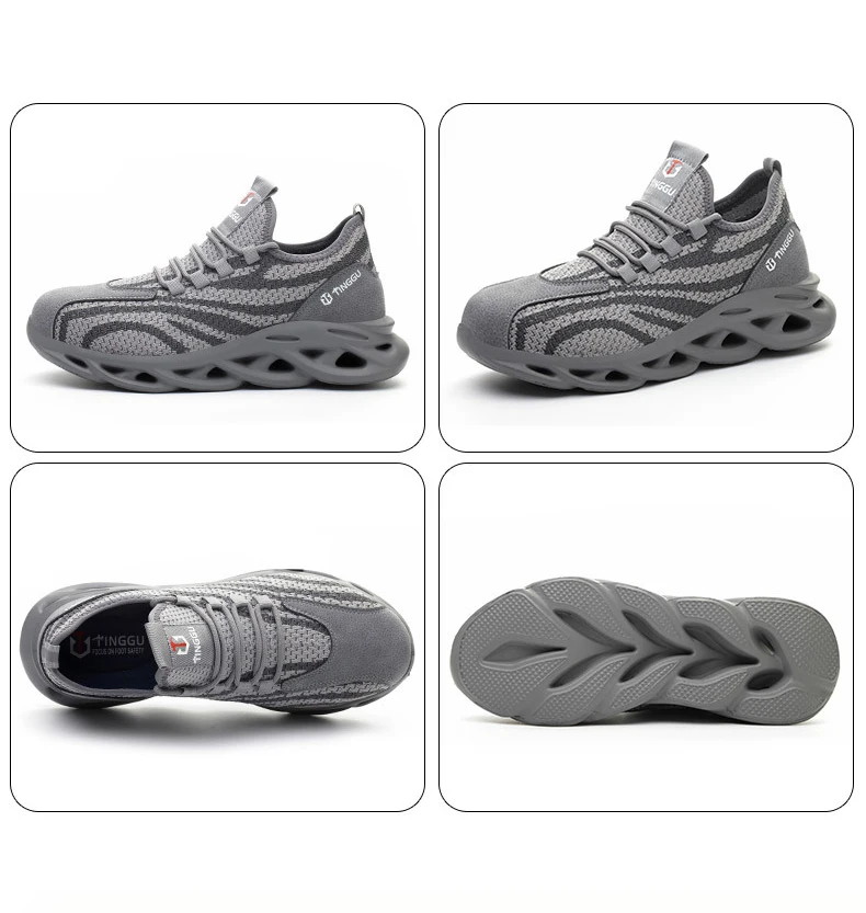Промышленная защитная обувь для работы, повседневные кроссовки, мужская защитная обувь, противоскользящая Мужская Рабочая обувь с вязаным стальным носком