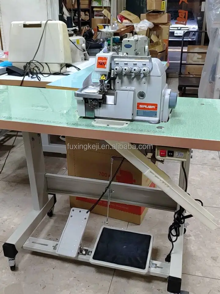 New Siruba 747K 4 thread overlock machine with direct drive motor flat bed industrial sewing machine