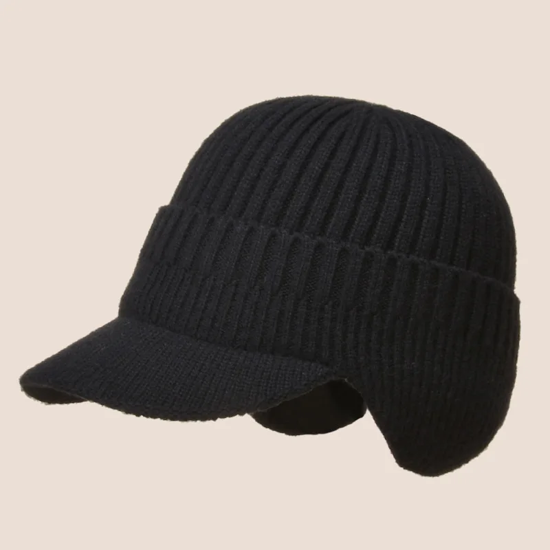 Wholesale earflap warm cap knitted winter hats men beanie for custom