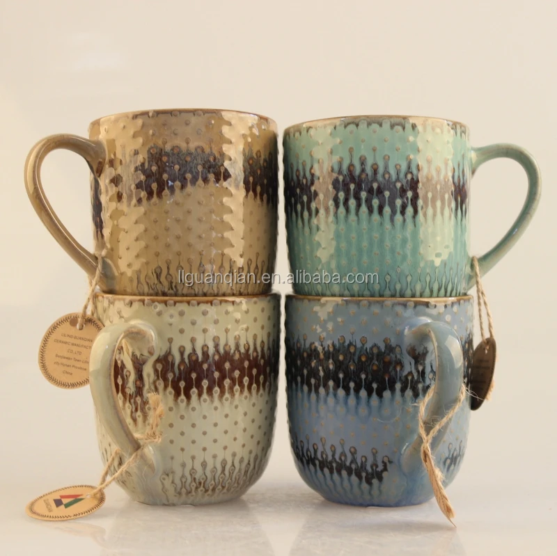 Wholesale Inside Color Glazed Stoneware Mugs Flanging Ceramic Mug Coffee Cup