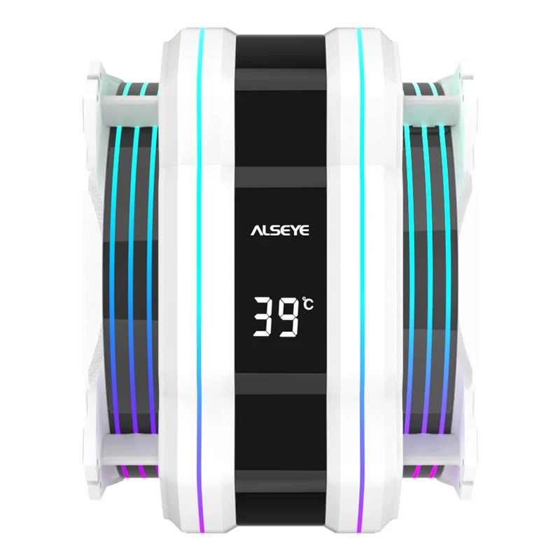 ALSEYE White M120D-Plus Dual Fans CPU cooler with Real Time Temperature Display for White Gaming PC Case