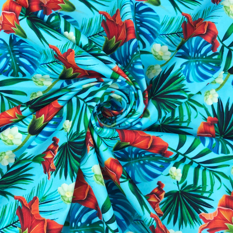 Custom Printed 80 Nylon 20 Spandex Fabric High Elastic Dry Fit Jersey Print Fabric for Swimwear Dance wear