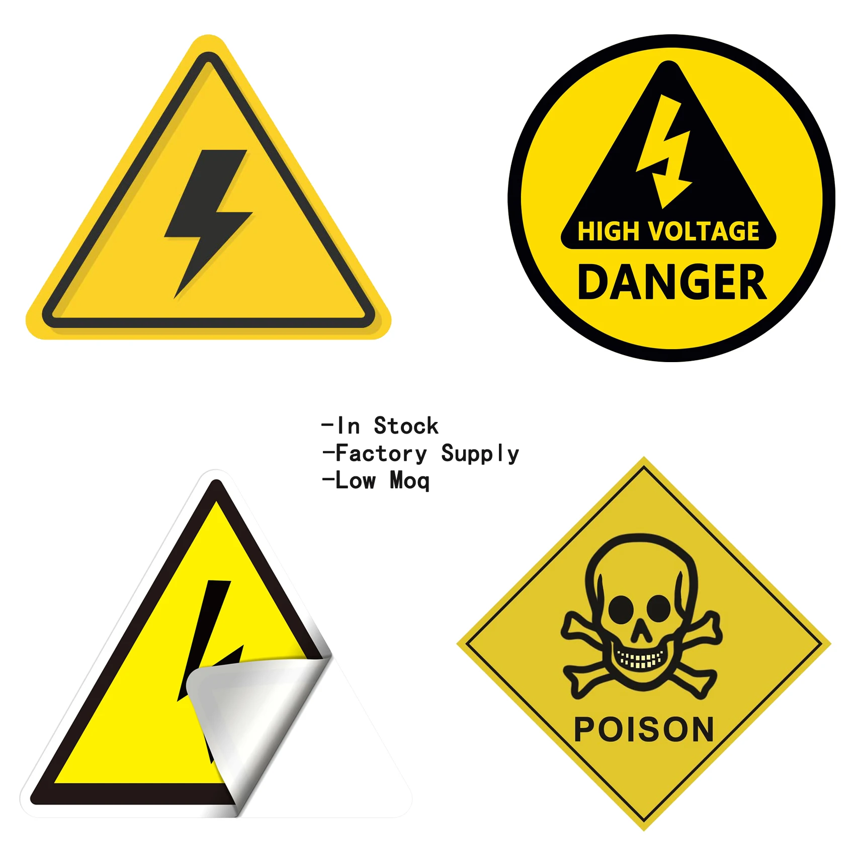 Wholesale High Quality Custom Reflective Danger Warning Label Triangle Sticker for Outdoor Electric Danger Sign