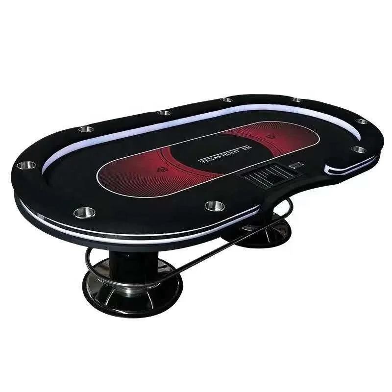 Luxury Casino Poker Table with LED and USB Charging Jack Gambling Table Customized Poker Table Stainless LEG