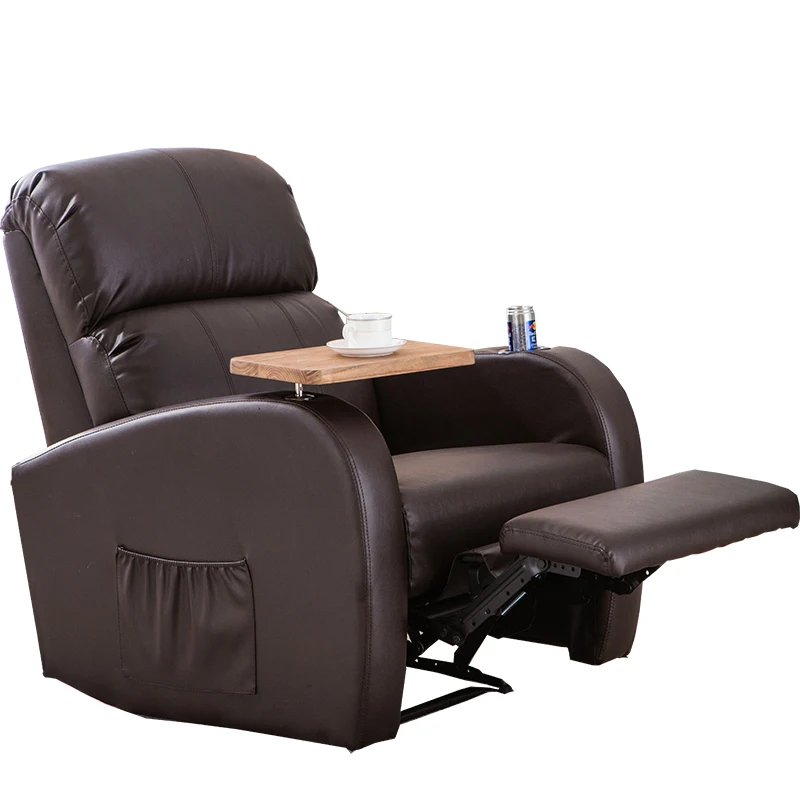 Full Grain Leather Genuine Loveseat Set Headrest Recliner Writing Table Cup Holder Italy Single Elderly Luxury Reclining Sofa
