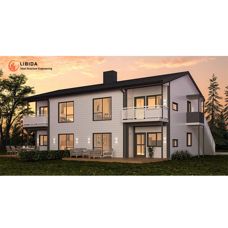 Fast install Steel Structure Prefabricated Luxury villa Two Storey container house Prefab Houses modern villa apartment