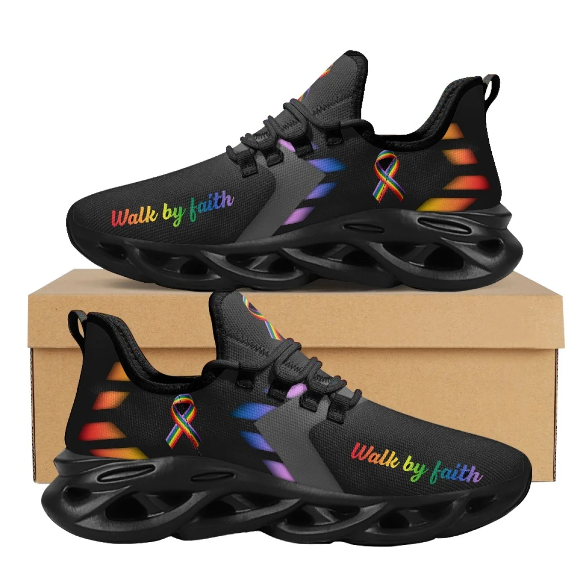 Autism Awareness Running Shoes for Women Girls Cushion Running Wears Anti Slip Walking Sneakers Faith Hope Love Ladies Footwear