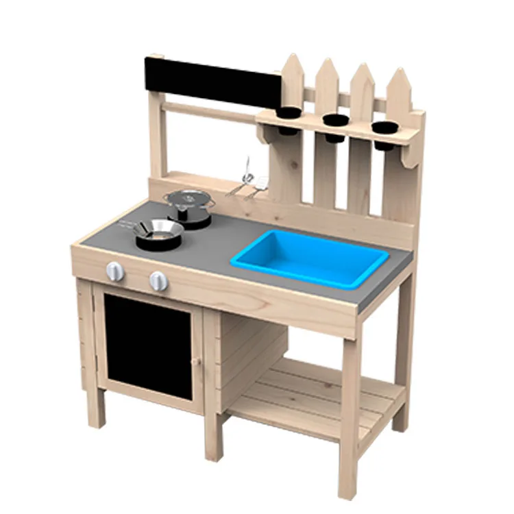 Children Wooden Kitchen Play Sets Cabinet Baby Kitchen Cooking role play Toy Set