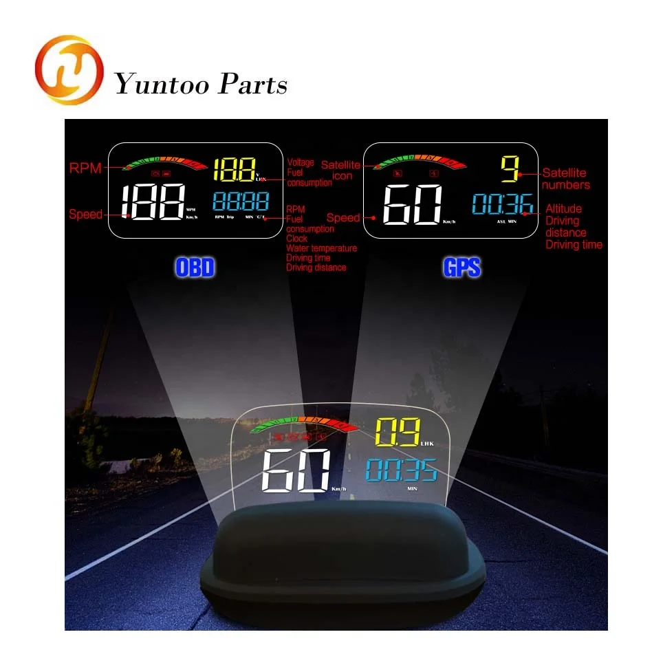 OBD2+GPS 5 inch hud big screen multi-color C800 car head up display