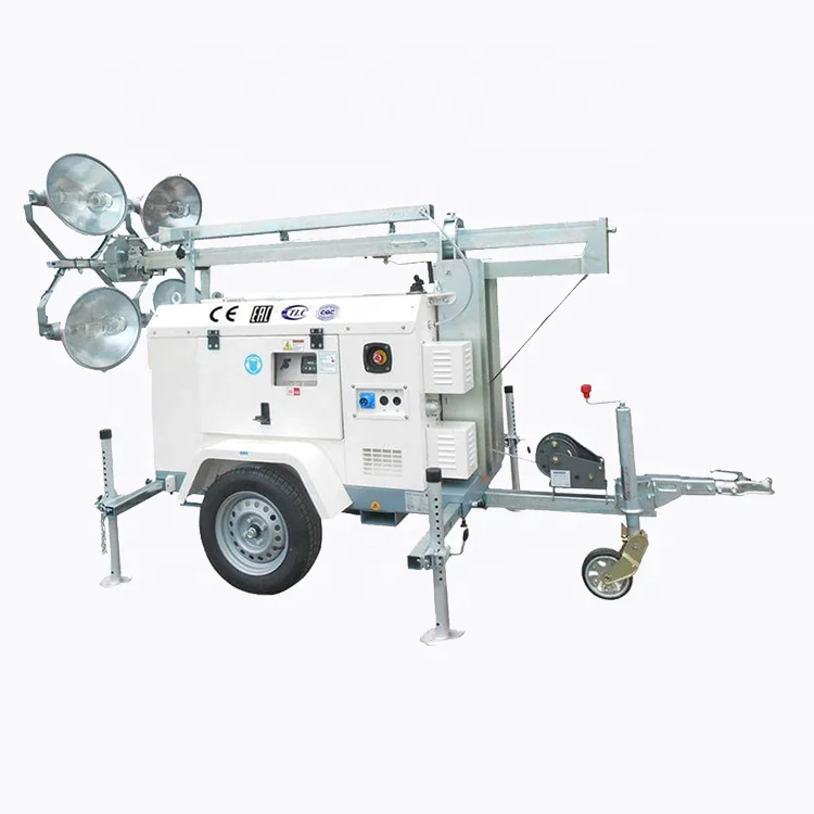 9m 4*400w led floodlights vehicle-mounted trailer Mobile Light Tower for mining industrial outside work