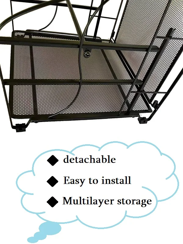 Black metal mesh File manager multilayer removable letter tray to separate files and mail from your home office desktop