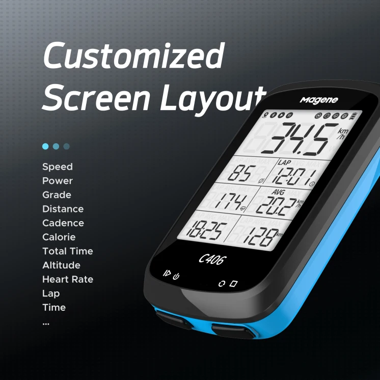 Magene bike computer C406 Wireless Rainproof Cycling Bicycle Computer Green Waterproof White LED speed computer