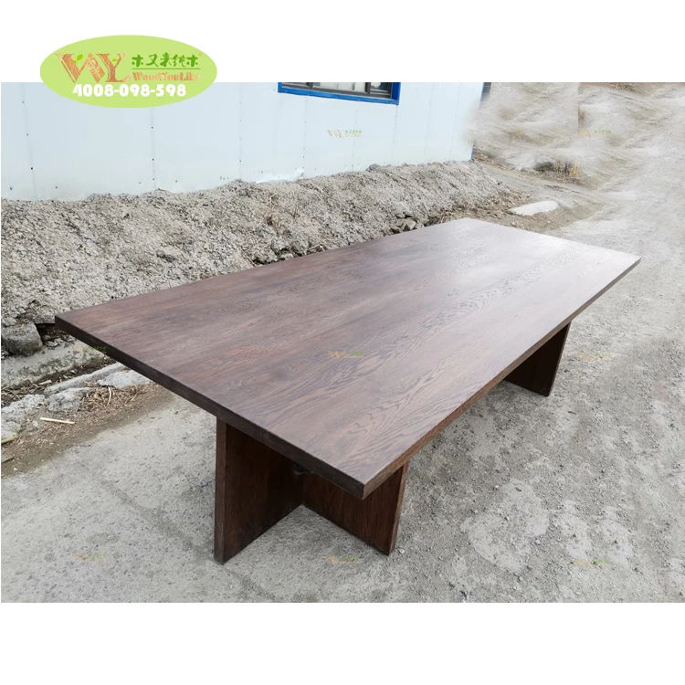 Hot Selling Full Stave Solid Wood Furniture Dark Stained Antique Oak Dining Table