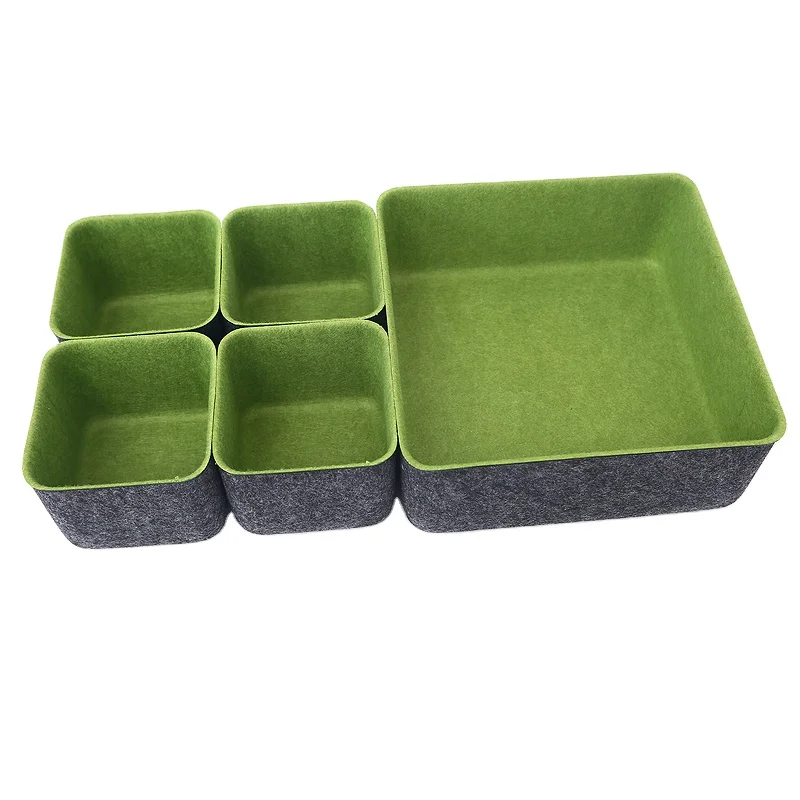 5- Pack dimensional multifunctional Felt storage organizer office desktop item storage box,felt multi compartment Felt storage