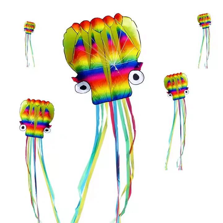 Large 3D Octopus Kite with Long Tail Easy-to-Fly Nylon Kites Flying for Kids for Outdoor Sports and Beach Flying Toys