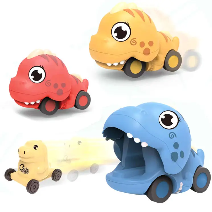 2 IN 1 Dinosaur Ejection Toy Car For Kids Gifts Dino Inertia Vehicle Funny Pull Back Car Lovely Cartoon Truck Toys