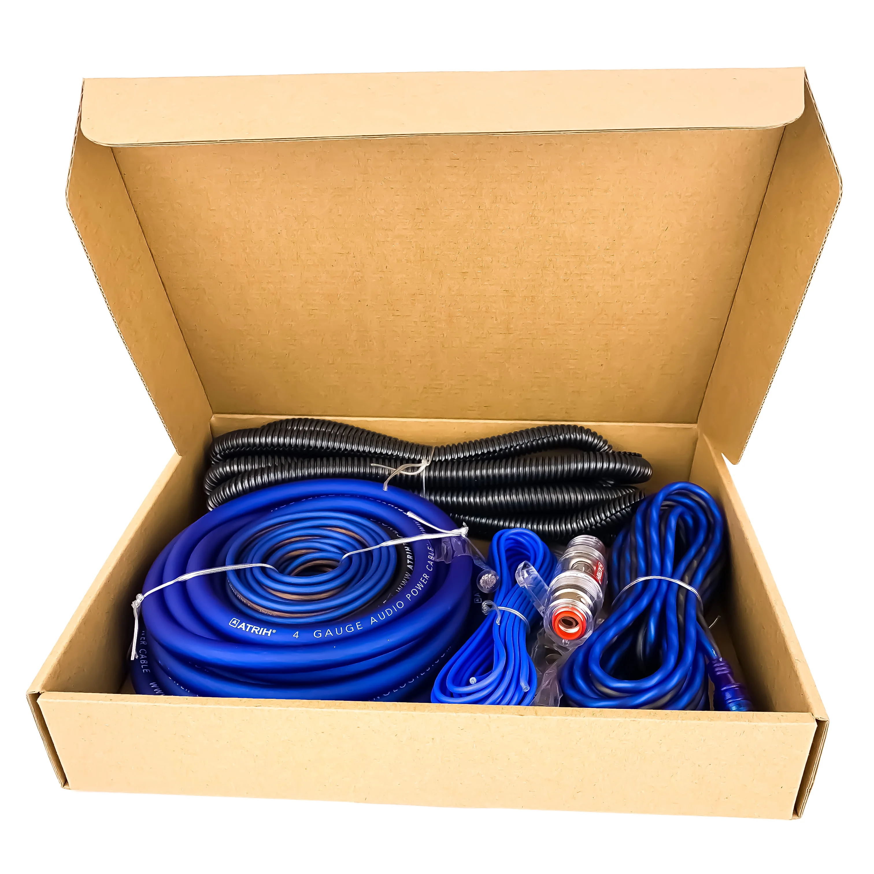 4 Gauge Amp Kit Amplifier Install Wire Complete 4 Gauge Wire Blue Matte Audio Systems KIT 4 Gauge Amplifier Installation Wiring