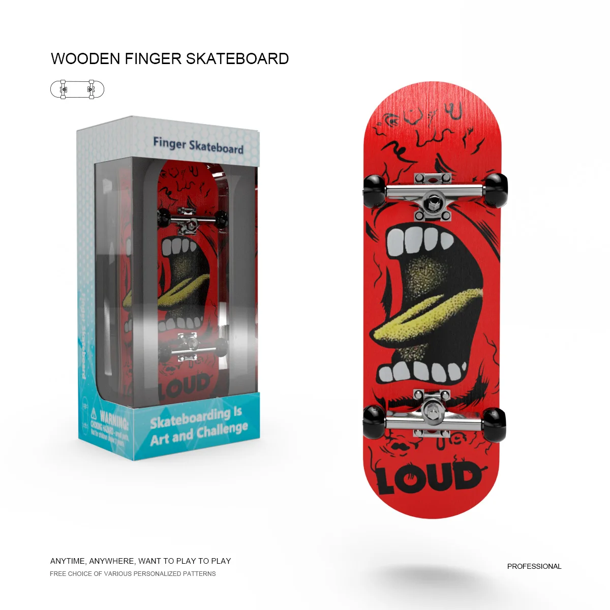 Finger skateboard with bearings professional grade five-layer maple fingertip skateboard board decompression toy Fingerboard
