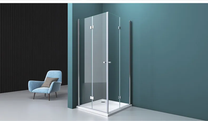Customized 304 Stainless Steel Shower Room Single Framed Bi-Fold bathroom corner Tempered Glass Shower Door