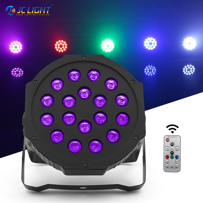 18 светодиодных мини-фонарей с плоским экраном дистанционное управление DMX 512 Активированный звук светодиодные сценические огни для продажи