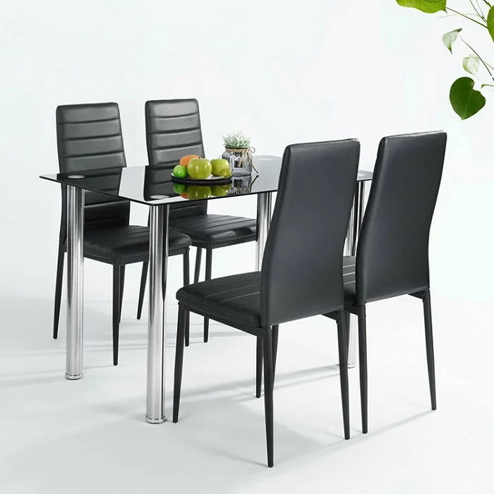 Factory Price Modern Glass Dining Tables and Chairs Set for Restaurant